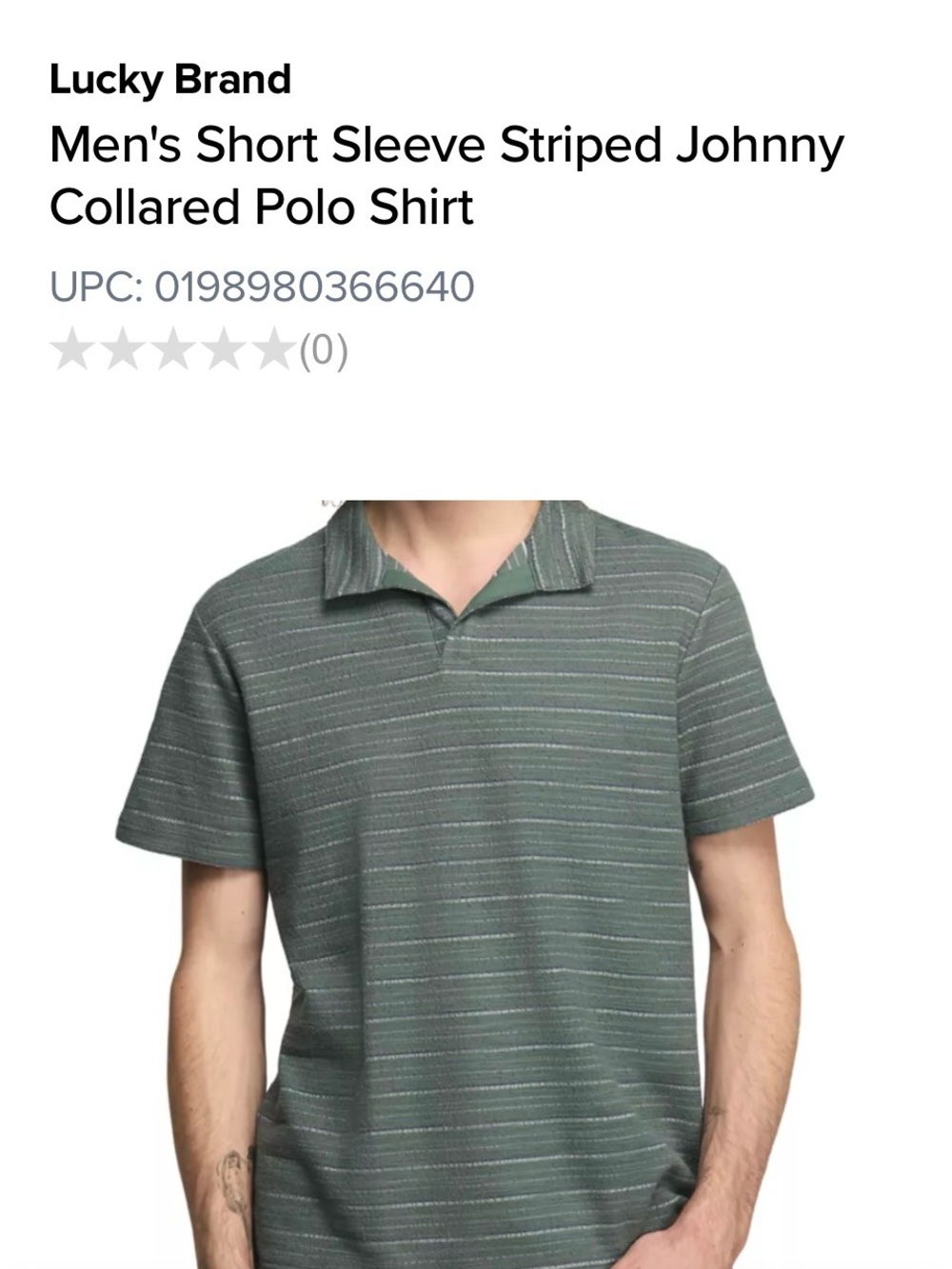 Lucky Brand Men's Striped Textured Johnny-Collar Polo in Heather Green